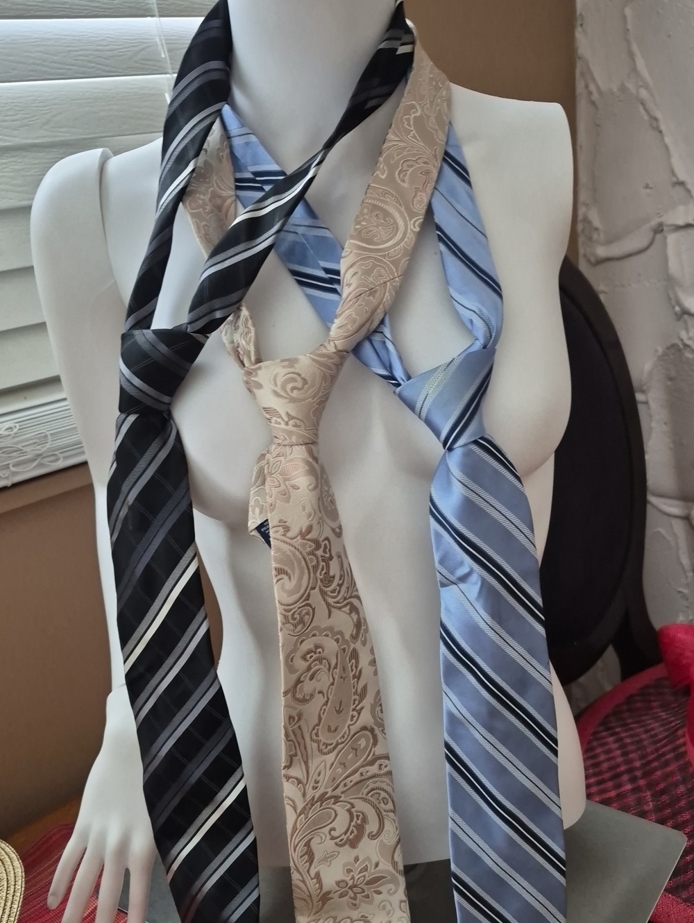 3 Pack Of Ties Stafford Black, Beige,Light Blue
